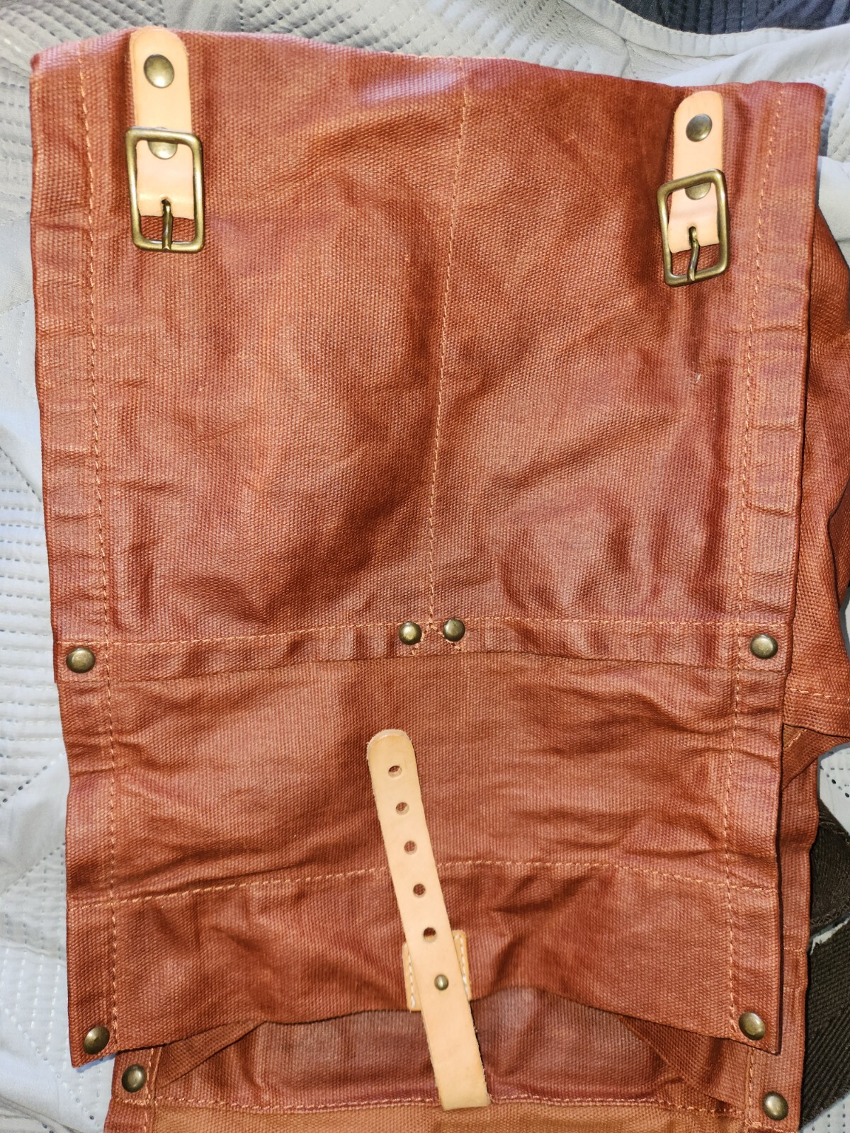 Will Leather Goods Waxed Coated Tan Canvas Leather Backpack Multi Pocket