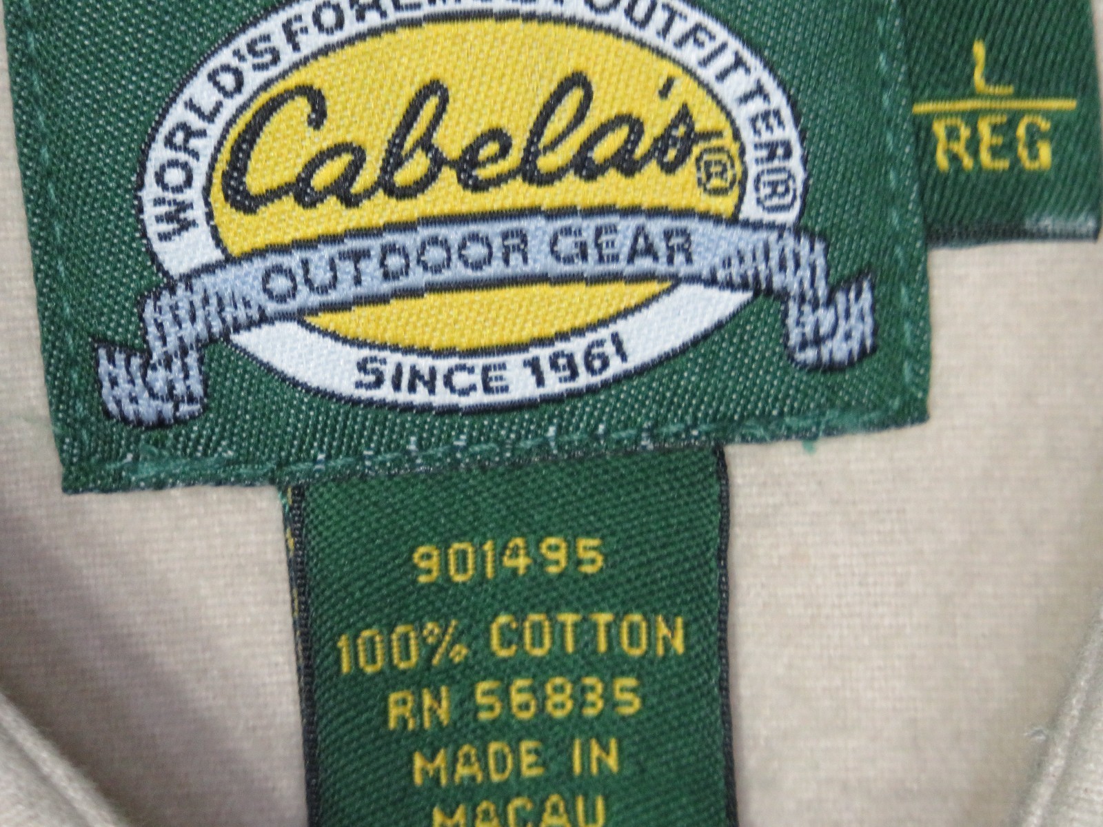 CABELA’S MENS SHIRT L REG BEIGE CHAMOIS BUTTON FRONT BLACK LAB COTTON NEW NWOT