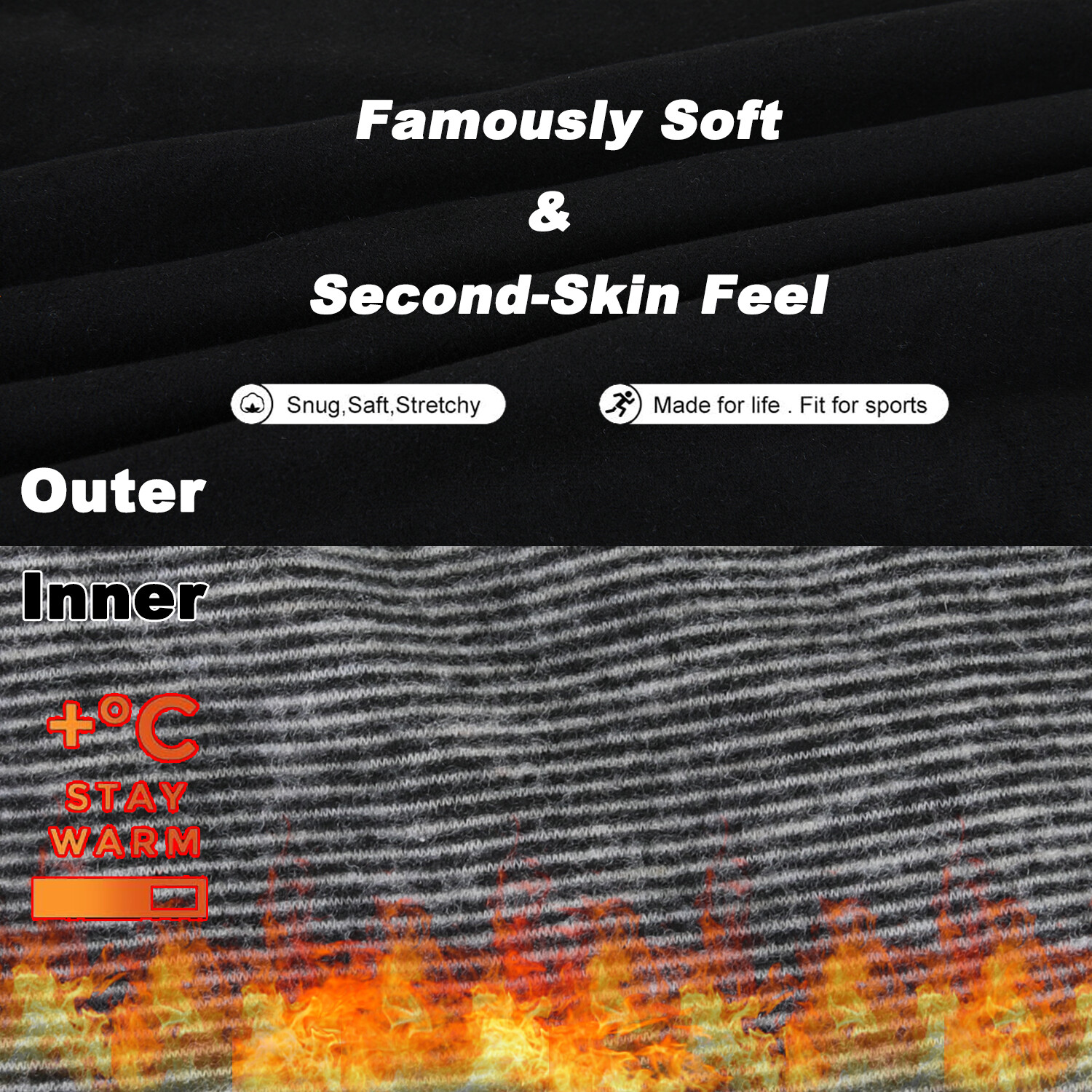 Men’s Thermal Underwear Long Johns Top Fleece Lined Base Layer Tops Bottom Set