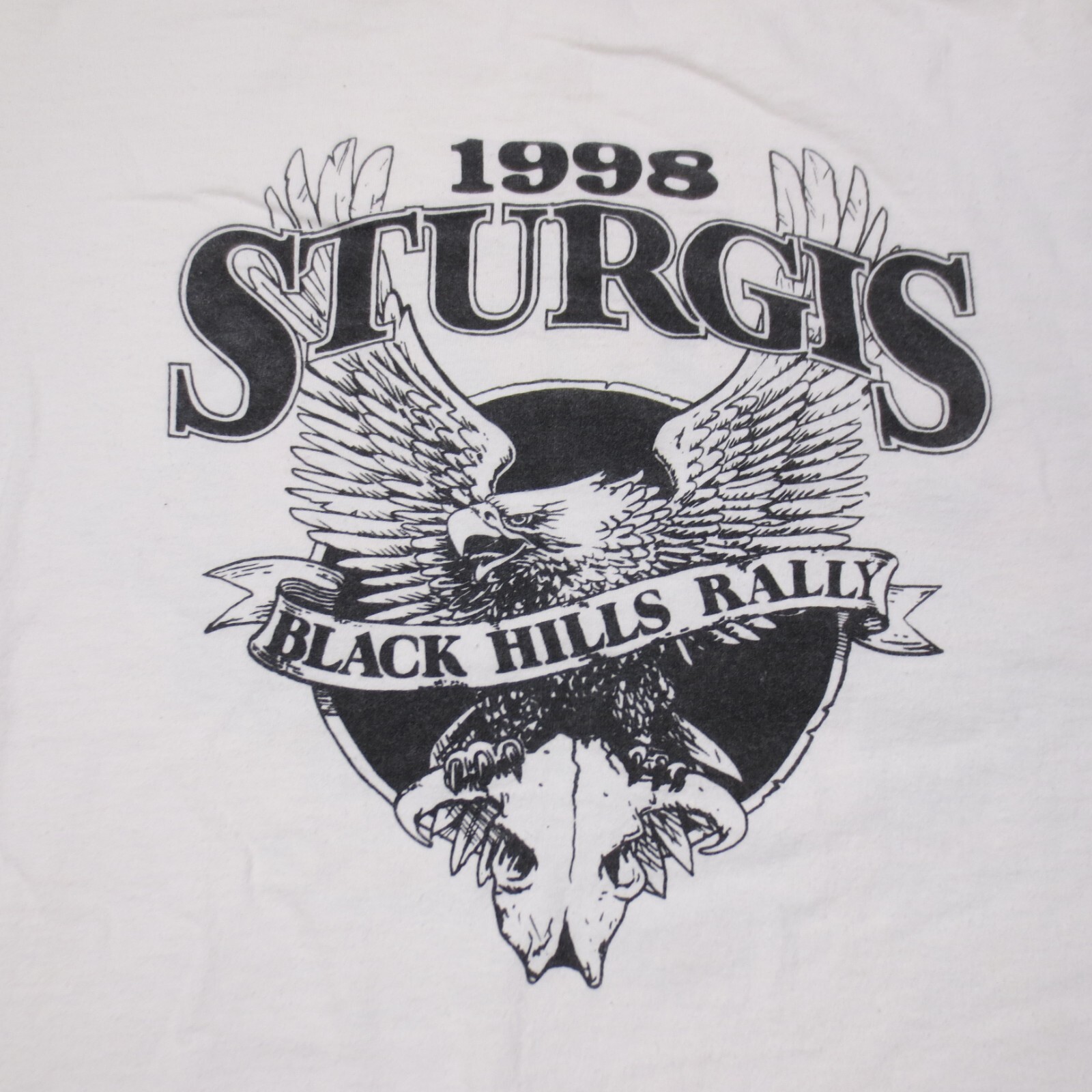 VINTAGE Sturgis Shirt Mens 2XL XXL White Motorcycle Biker Rally Eagle 90s USA