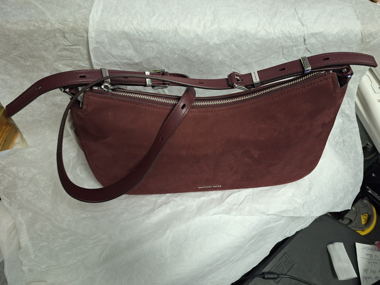Michael Kors Nolita Medium Shoulder Bag Oxblood Leather