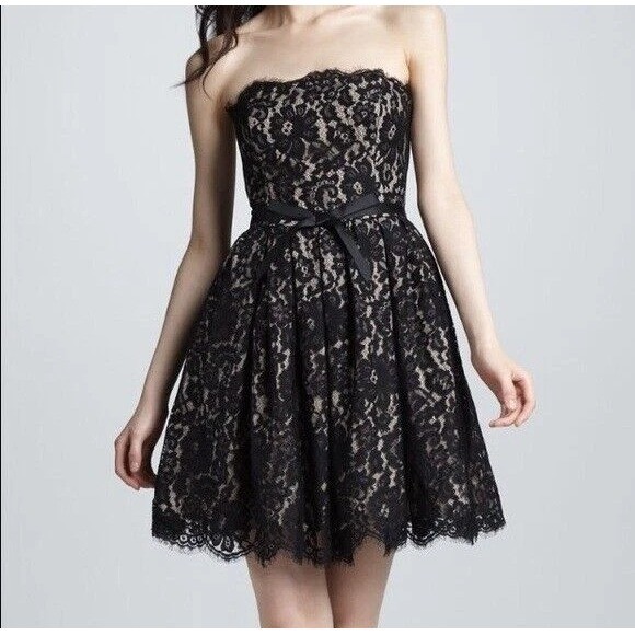 Robert Rodriguez Neiman Marcus Target Black Lace Strapless Cocktail Dress 14