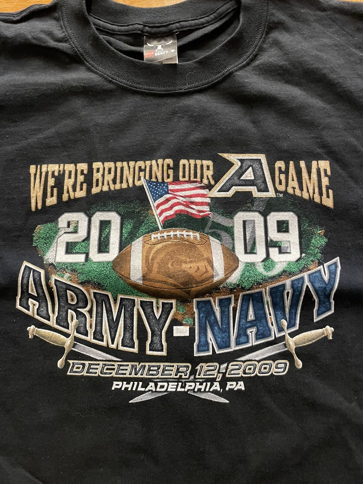 Vintage Army Vs Navy Football 2009 Long Sleeve Shirt Military – Hanes Beefy XL