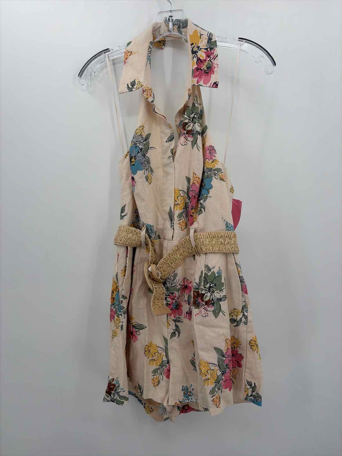 Pre-Owned House of Harlow 1960 Tan Size 6 Halter Sleeveless Romper