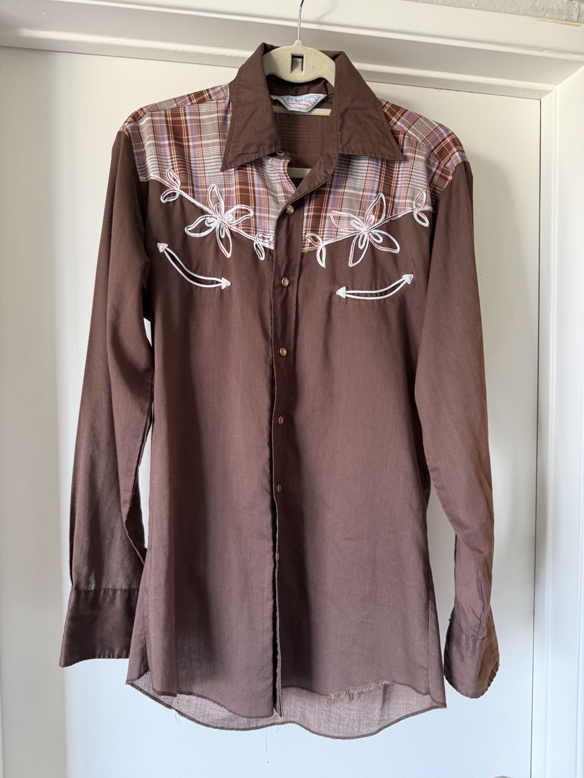 Vintage Western H Bar C Ranchwear Long Sleeve Shirt Pearl Snap Button-Up