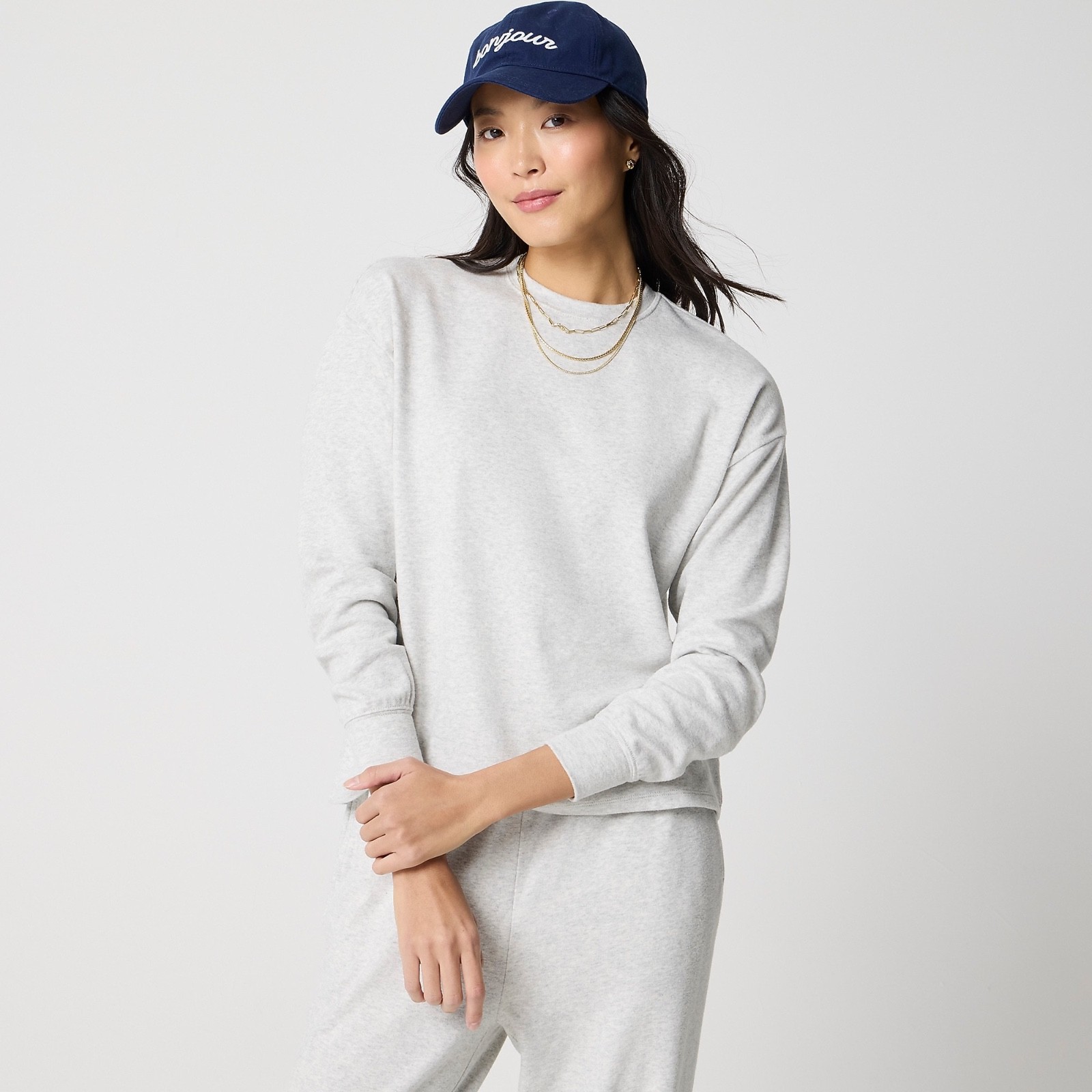 NWT J.Crew Factory XL Crewneck Sweatshirt in Cloudspun Yarn Heather Dusk Gray