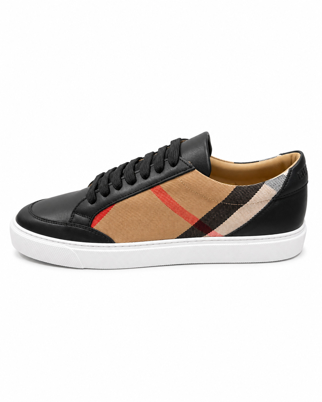BURBERRY SALE CHECK PANEL SNEAKERS $790 LEATHER WHITE US8/EU38