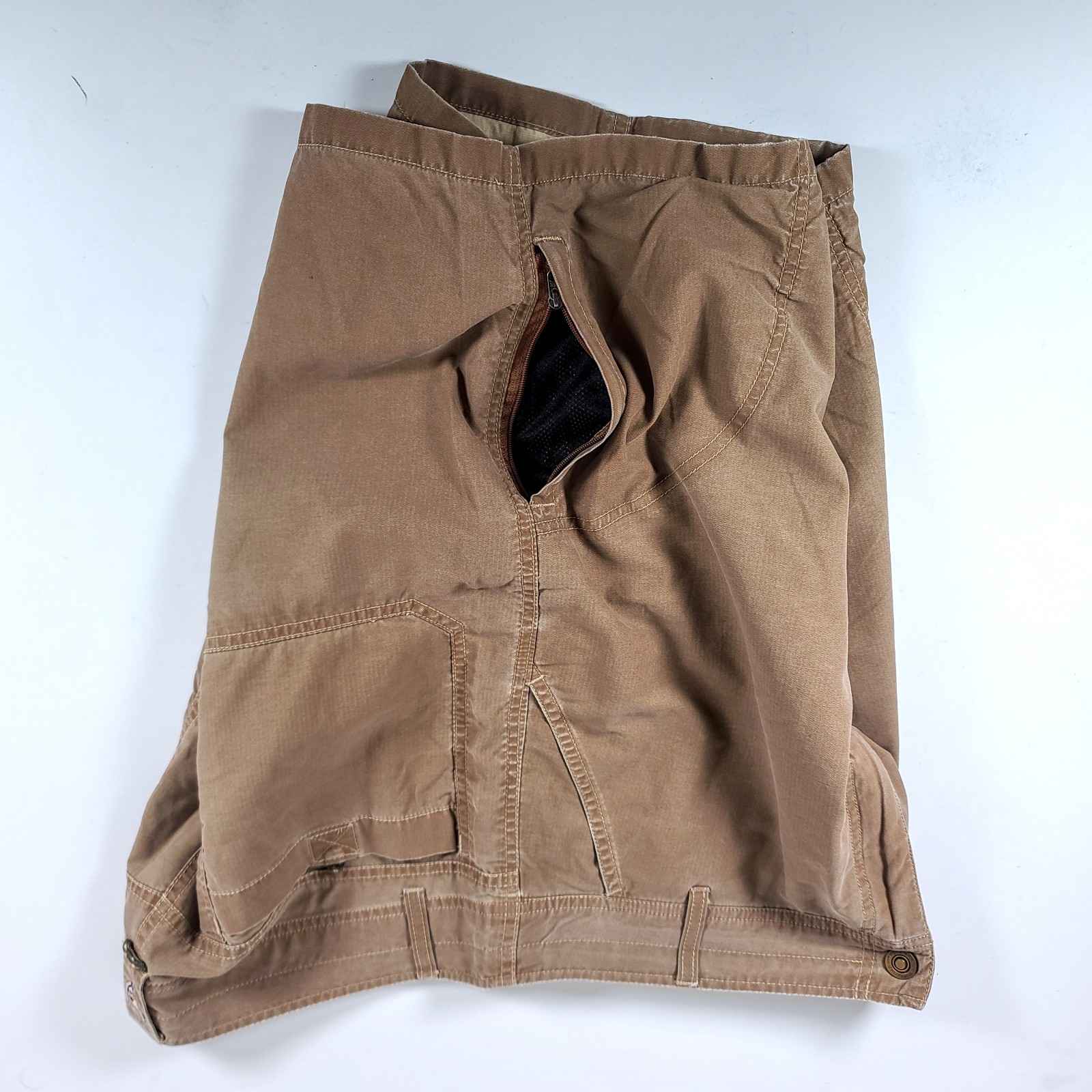 Kuhl Revolvr Cargo Shorts Men’s 36 Brown Nylon Cotton Quick Dry Zipper-Pockets