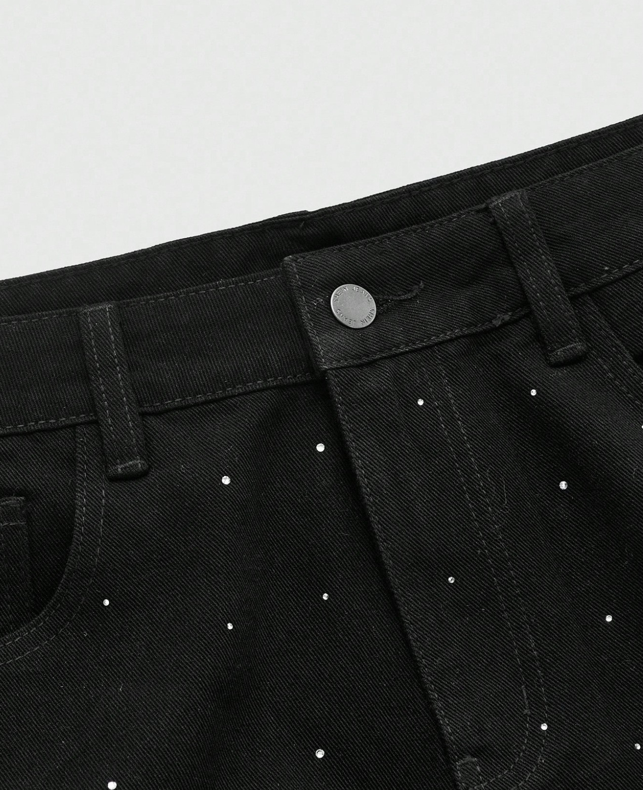 Men’s Y2K Rhinestone Cross Jeans Gothic Flare Denim Pants Streetwear Black