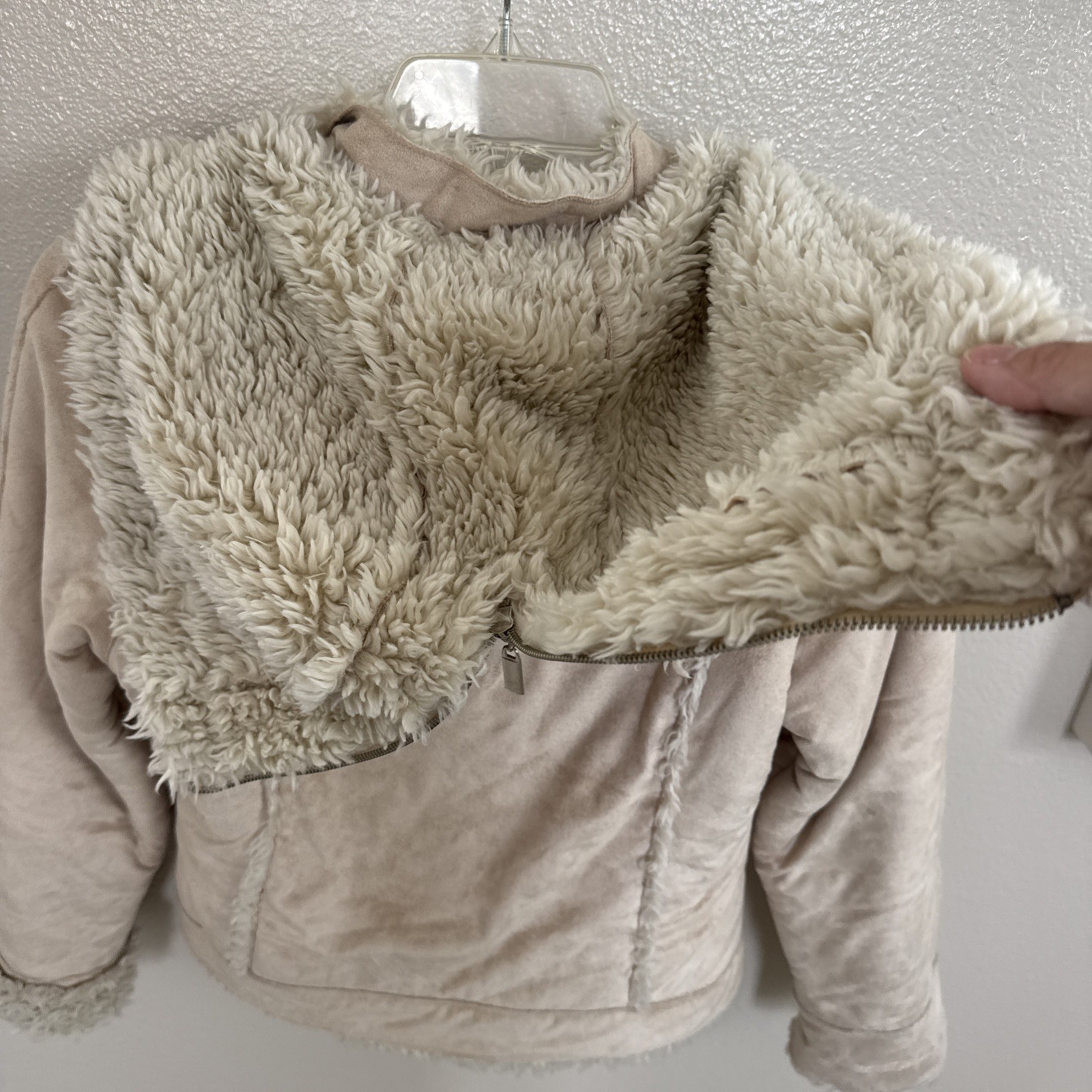 Wilson’s Leather Faux Fur & Suede Penny Lane Style Jacket Removable Hood Beige S