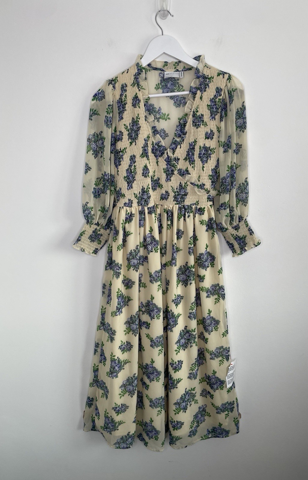 NWOT Asos Design Floral Smocked Midi Dress Cottagecore Boho Wedding Guest 10