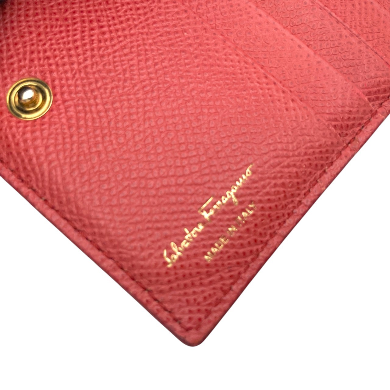 Authentic Salvatore Ferragamo Gancini Tri Fold Compact Wallet Leather Pink