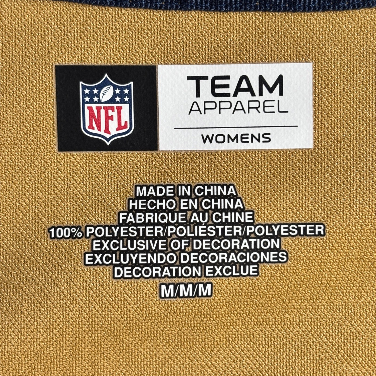NFL Team Apparel St. Louis Rams Womens Gold Lace Up Jersey Shirt Medium Bling