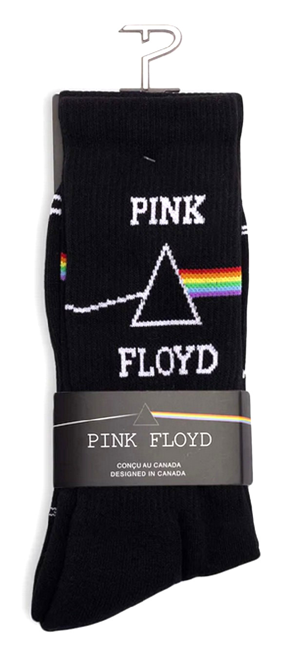 Mens Officially Licensed Rock Band PINK FLOYD Dark Side Logo Crew Length Socks