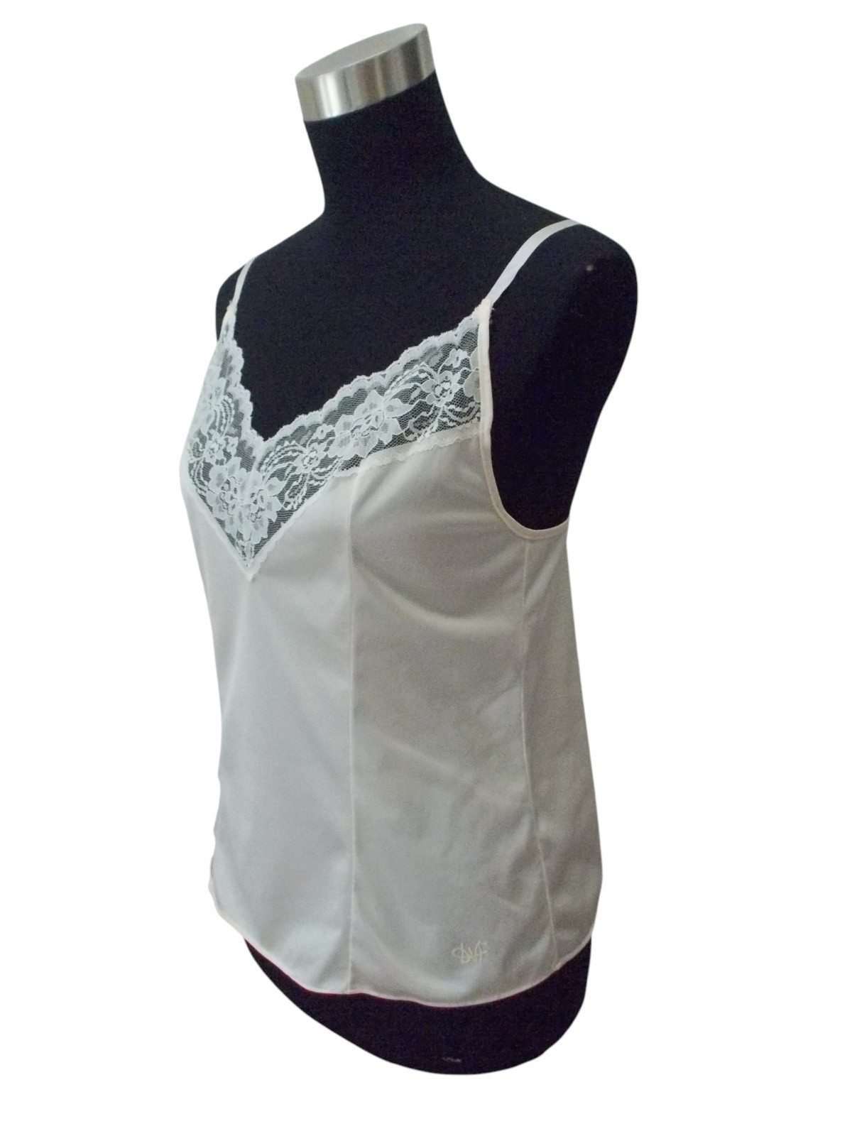 VTG DIANE VON FURSTENBERG DVF 100% Nylon Cream Lace Trim Camisole Cami Sz 34