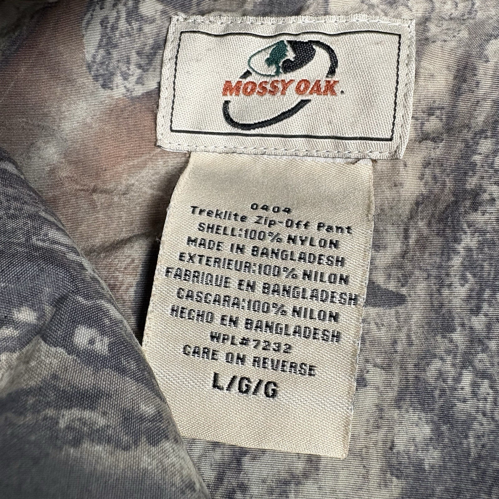 Vintage 90s Mossy Oak Treklite Zip Off Cargo Pants Realtree Hunting Camo Mens L