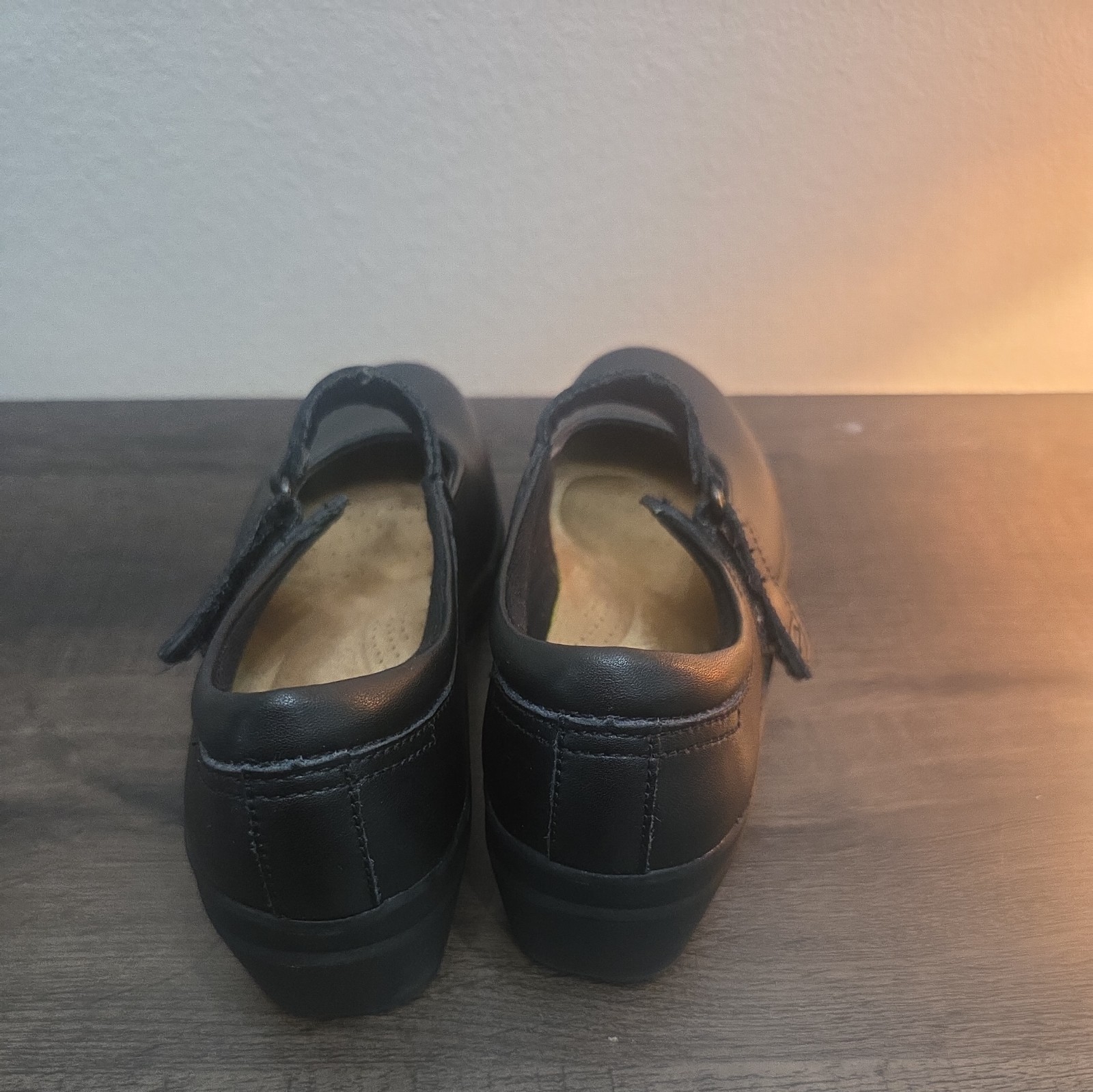 Clarks Womens 6.5 Talene Ave Black Leather Non Slip Mary Jane Shoes