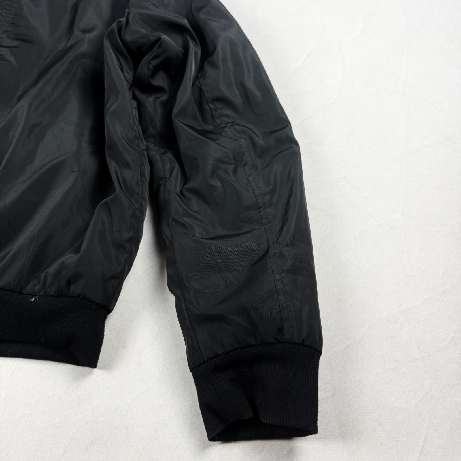 Mens Vintage Black MA-1 Bomber Flight Jacket Nylon Military Utility Zip Y2K