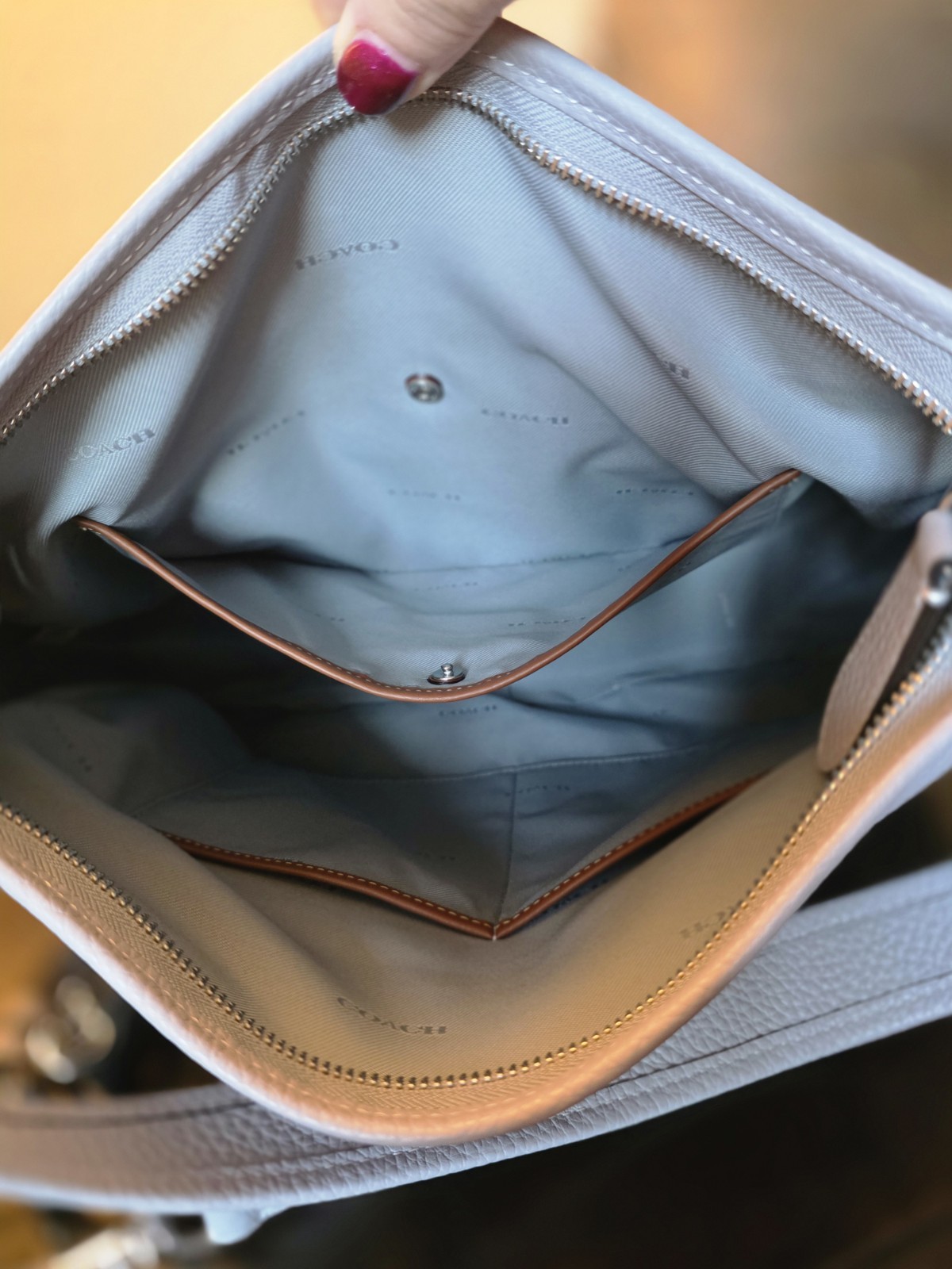 COACH Cary Shoulder Bag Blue Grey CC435 Leather