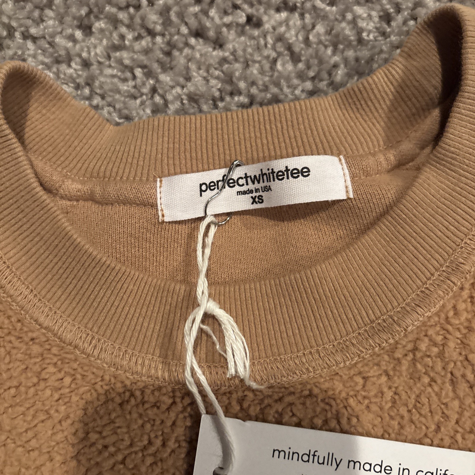 Perfect White Tee Ziggy Fleece Sweatshirt Women’s Size XS Suede *Brand New*