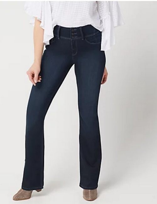 Laurie Felt Indigo Curve Silky Denim Boot-Cut Jeans New