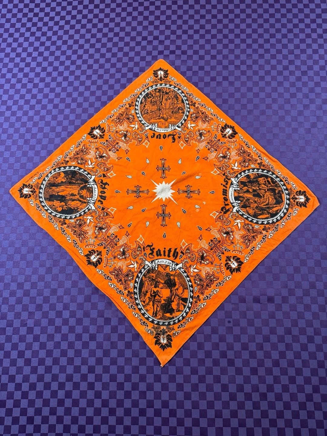 Jesus Christ – Christian Bandana – Orange – 22×22 Inch,