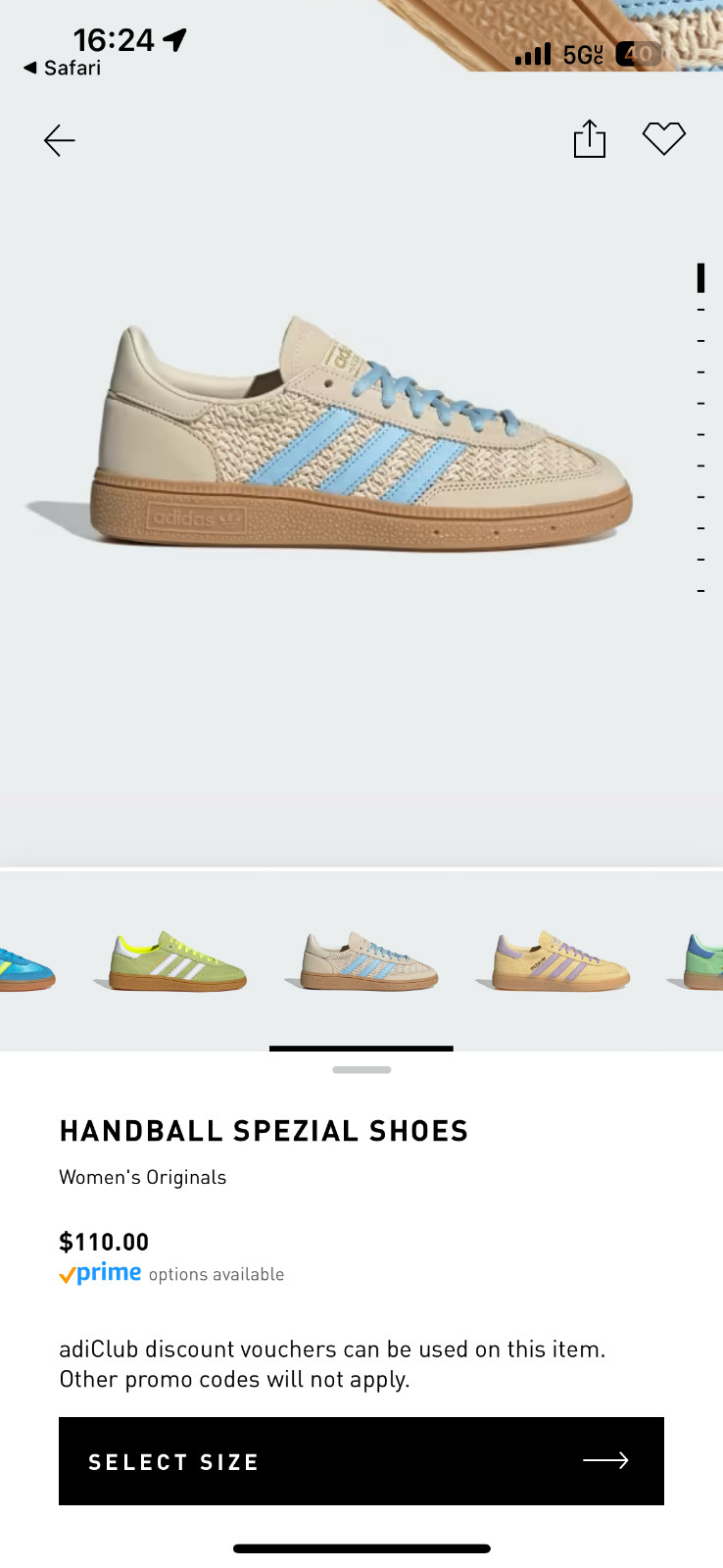 Womens S7, Adidas Handball Spezial- Beige w/ Light Blue Stripes, Gum Sole