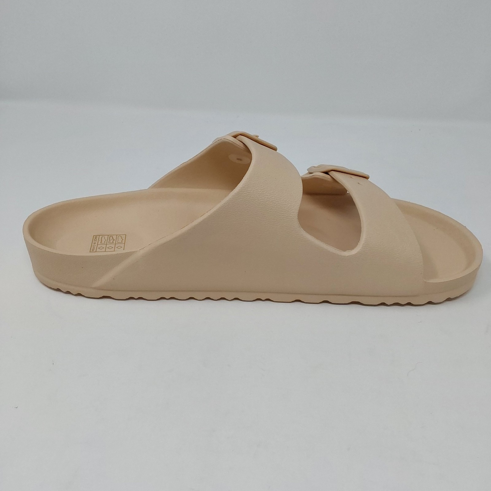 Women’s Double Buckle Comfort Slide Sandals Beige Size EU 40 US 9-9.5