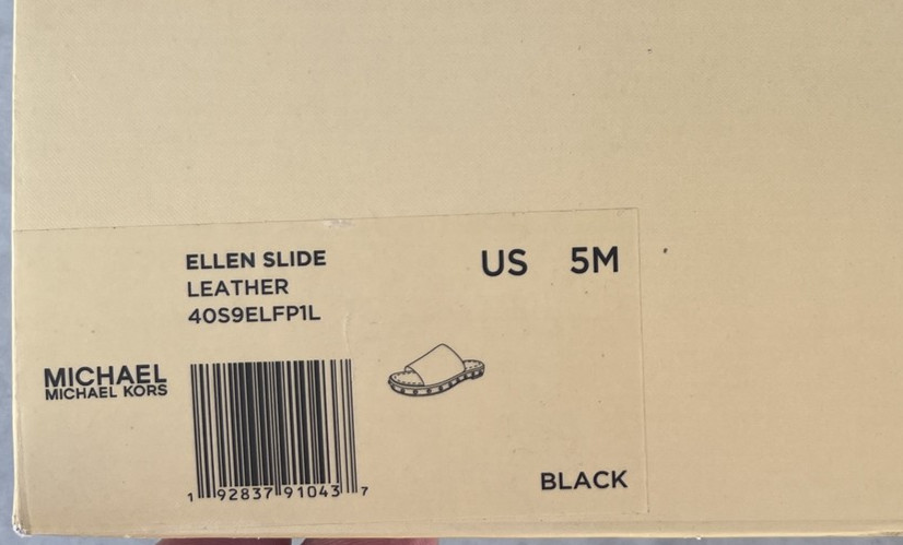 Michael Kors Ellen Slide Sandals Shoes Black Leather Rivets Accent Size 5 M New