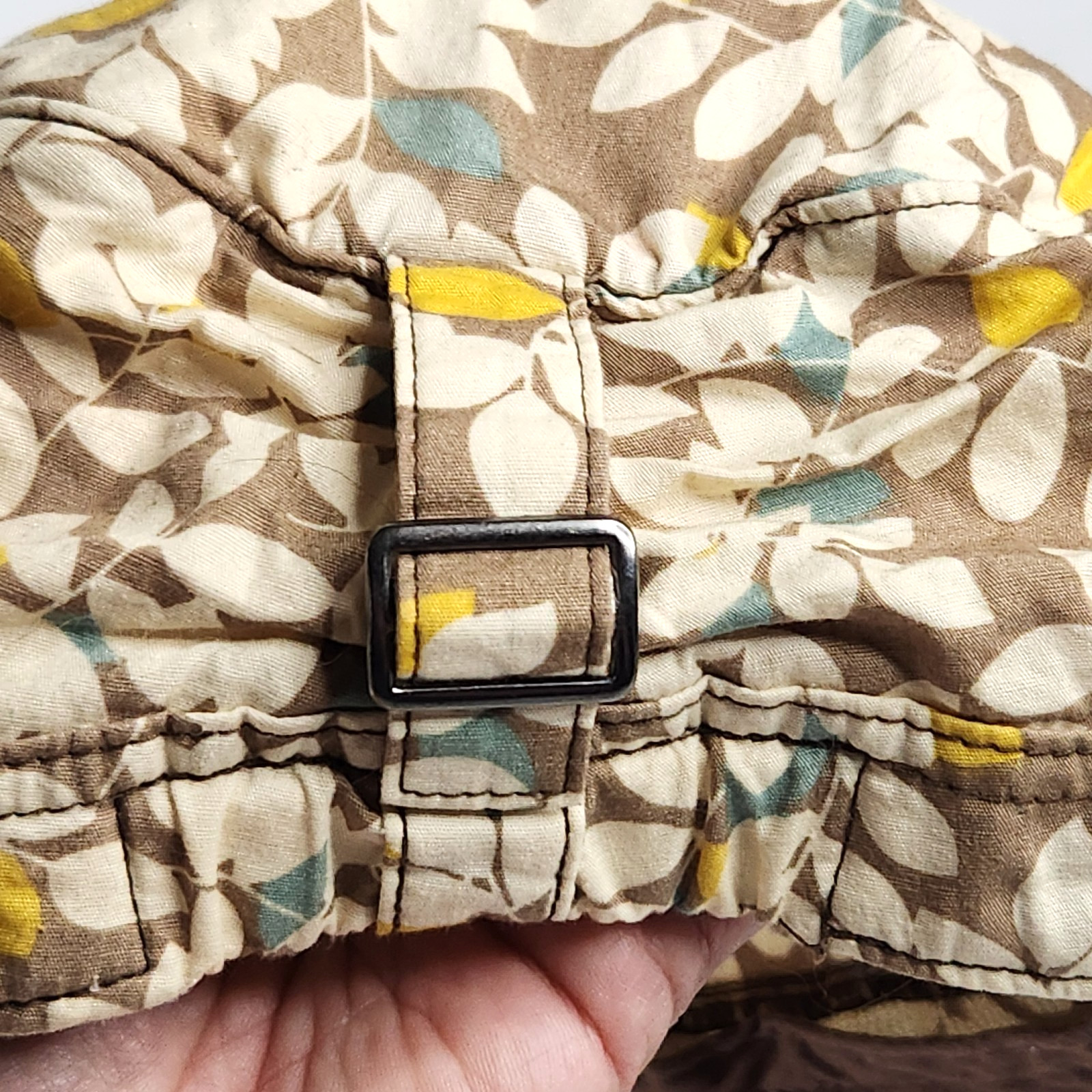 Pistil Ladies Cadet Newsboy Hat Cap Tan Yellow Floral Leaves 100% Cotton Adjust