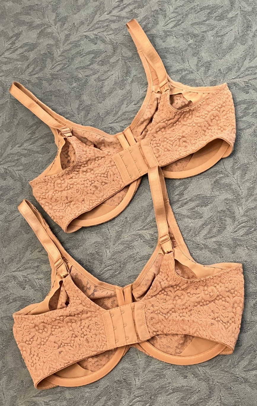 Wacoal TWO Beige Full Coverage Underwired Lacey Nylon/Spandex 65547 Bras 34 DDD