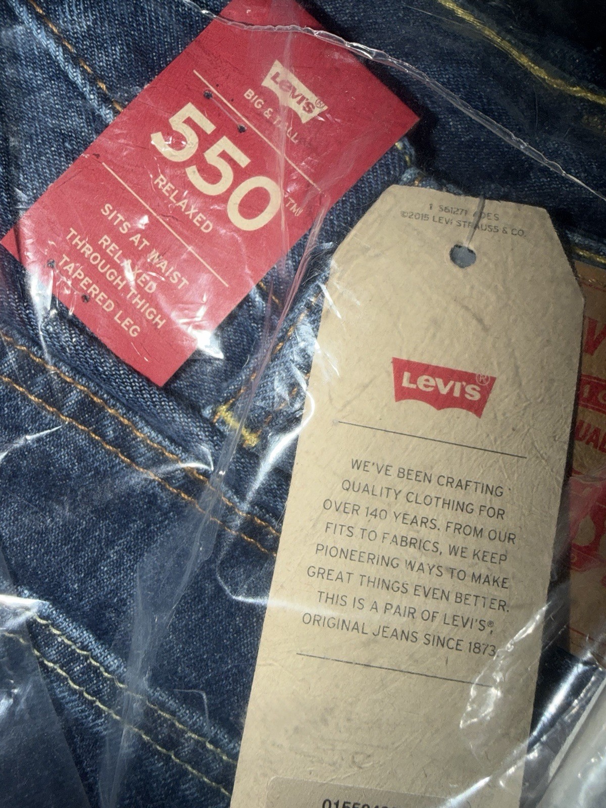 Big & Tall Mens Levi’s 550 Relaxed Fit Jeans 44×30 – Dark Stonewash