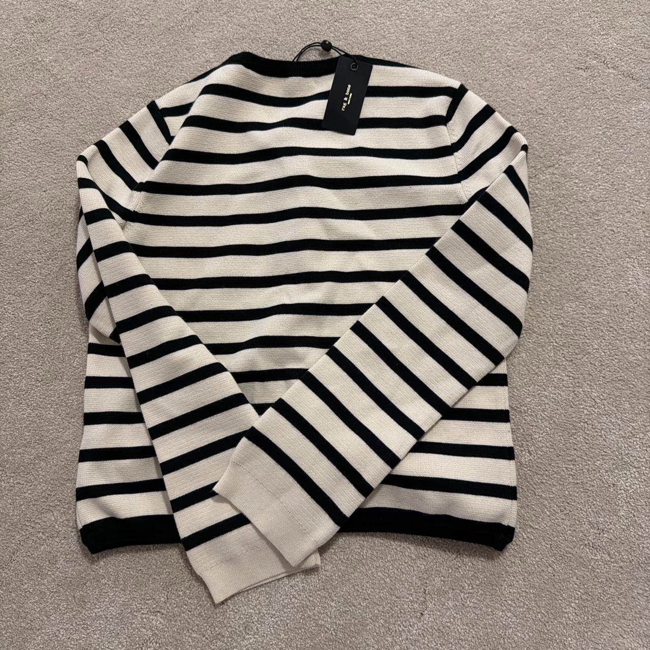 NWT rag & bone Dee Stripe Cardigan Women S Black Cream $398