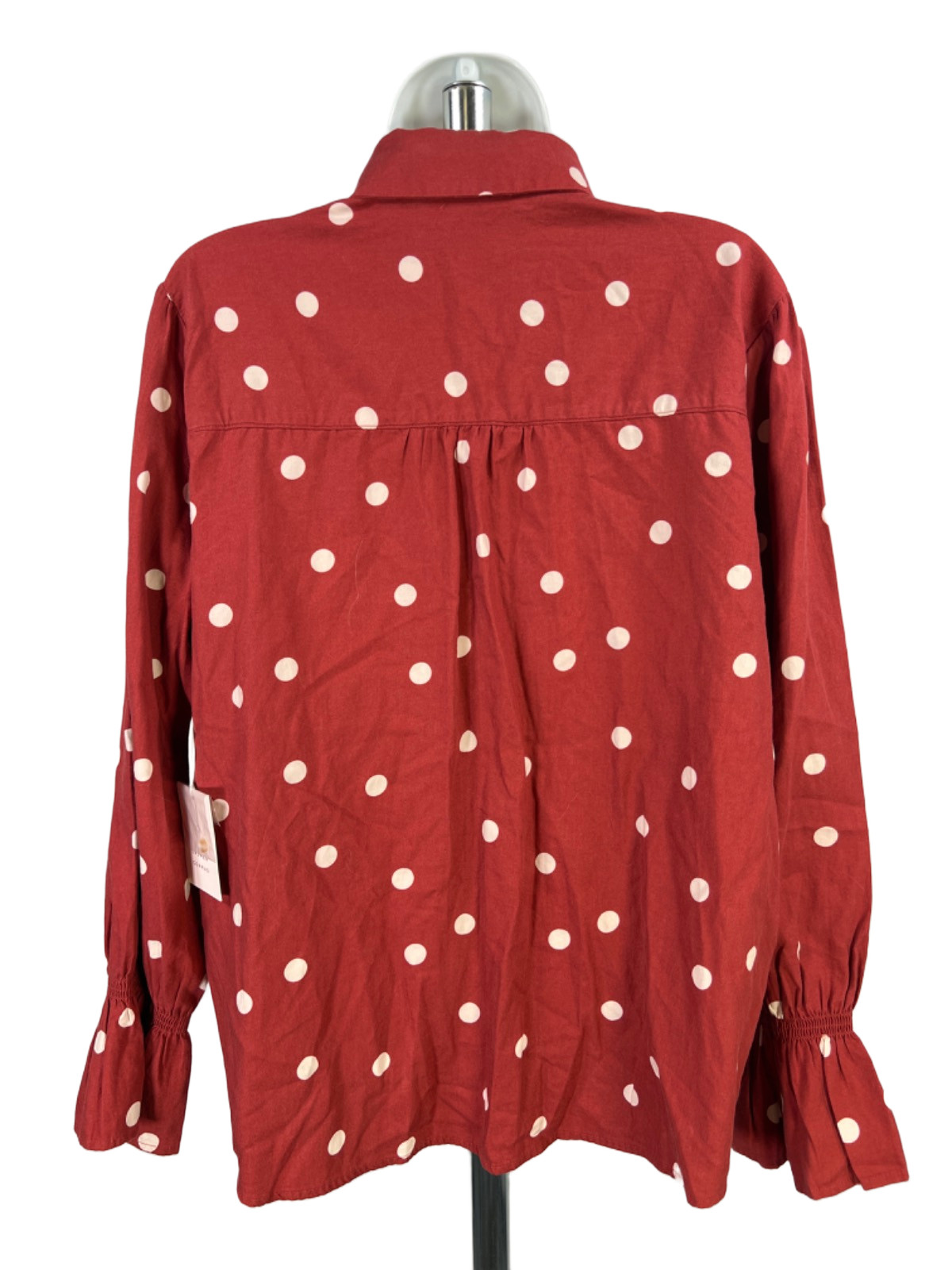 Lauren Conrad Women’s Red/White Polka Dot Long Sleeve Button Up Blouse – L