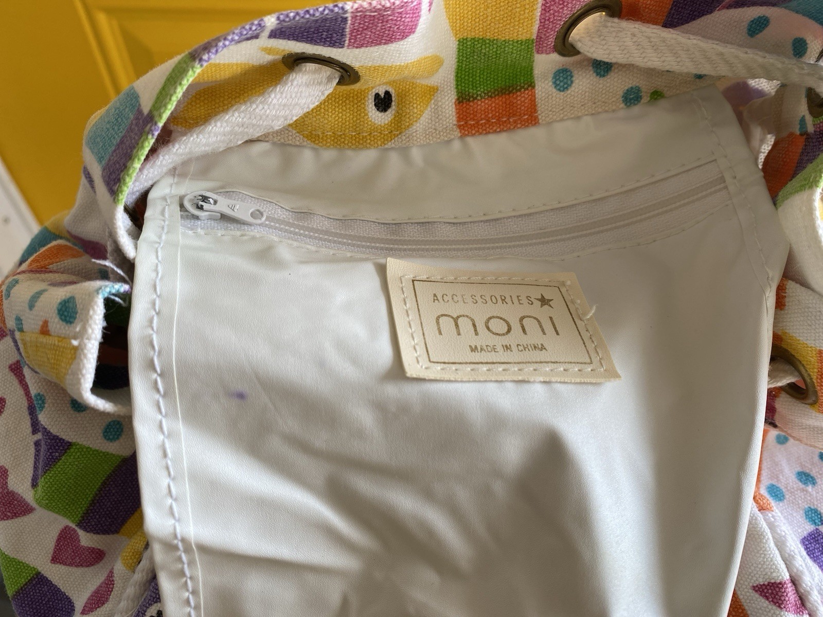 Moni Small Canvas Drawstring Bucket Bag Kids Multicolor Fish Patchwork Pockets
