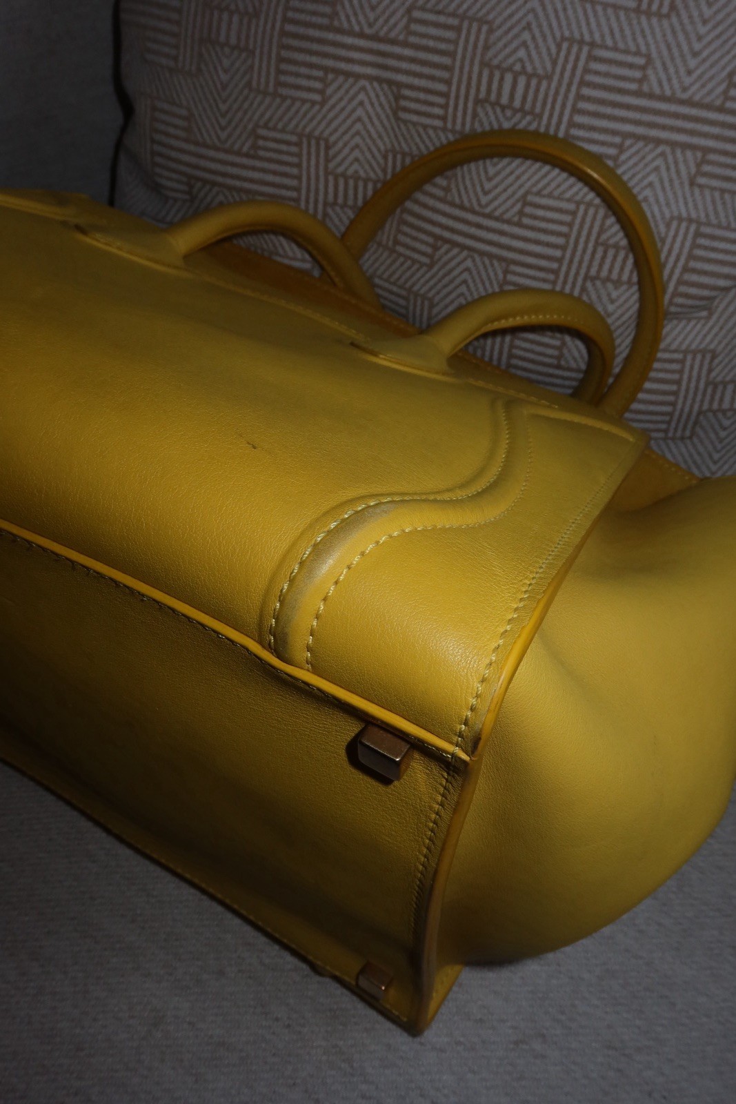 Celine Yellow Leather Medium Phantom Luggage Tote Bag $4200 With Dust Bag