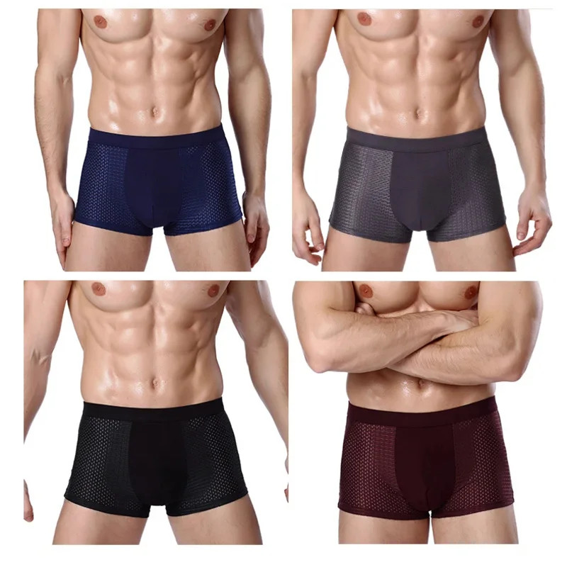 Plus Size 8XL Bamboo Boxer Shorts for Men 4-Pack – Breathable Moisture