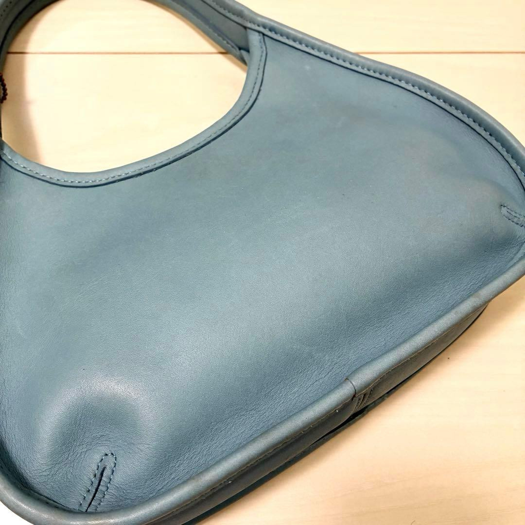 Vintage Old Coach Ergo 9027 Blue Leather Handbag Shoulder Bag USA Rare From JPN