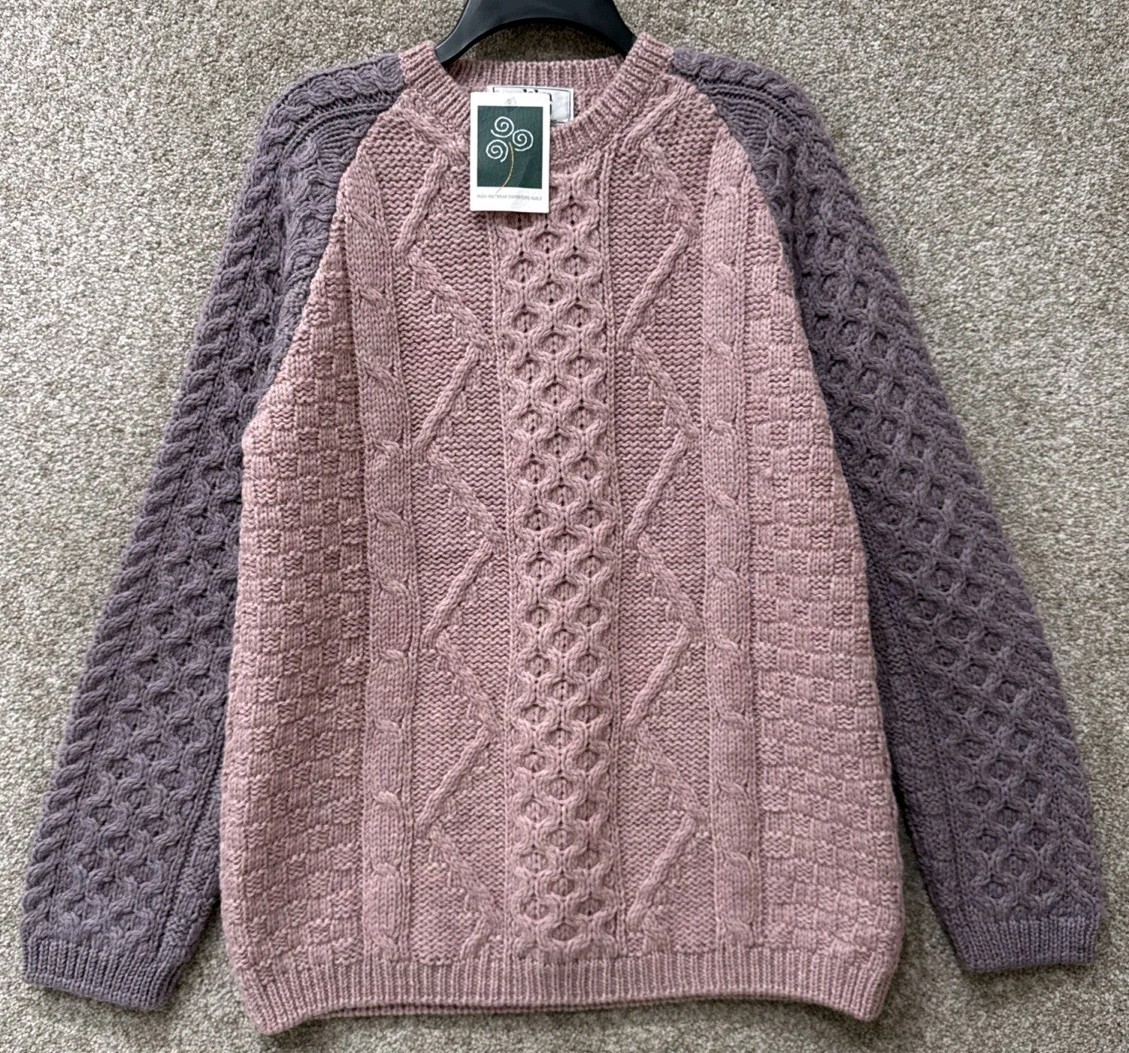 John Molloy Donegal Ireland Sweater Womens Sz XL Wool Cable Chunky Knit NEW NWT
