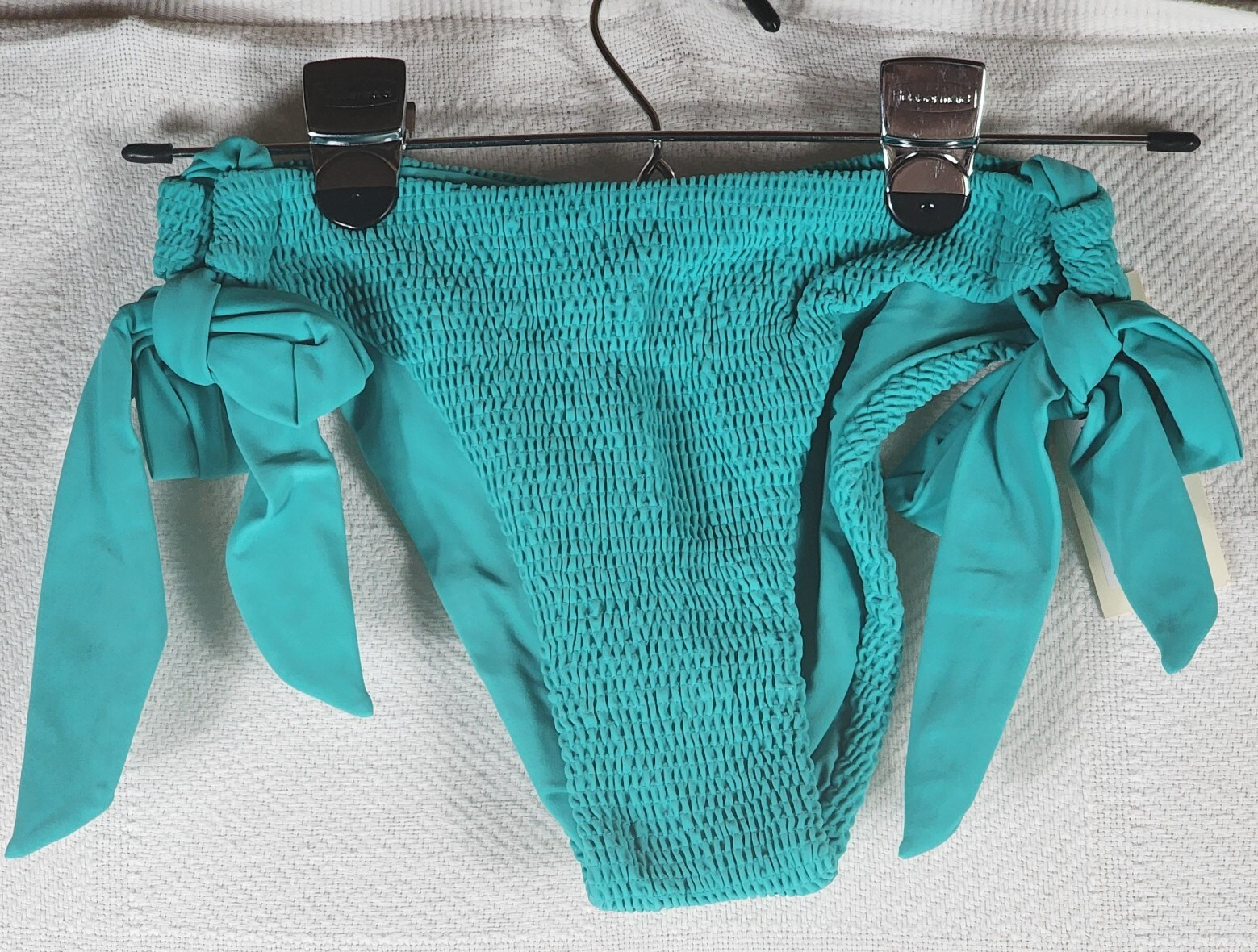 Women’s Tori Praver Seafoam Scarf Tie Lined Nylon Span Bikini Swim Bottom Size M