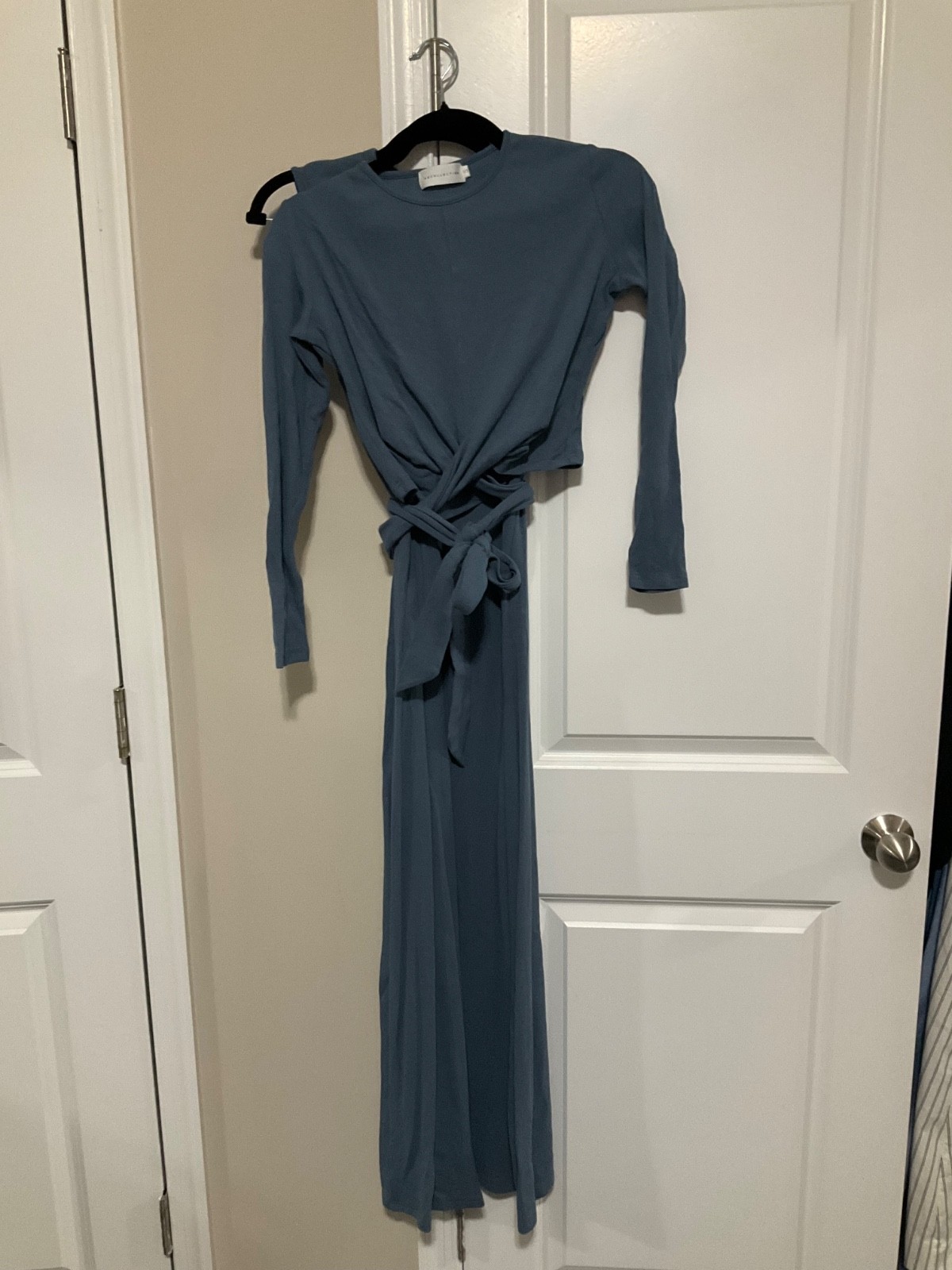Light blue set maxi jumper and wrap tee shirt ribbed knit S women EUC