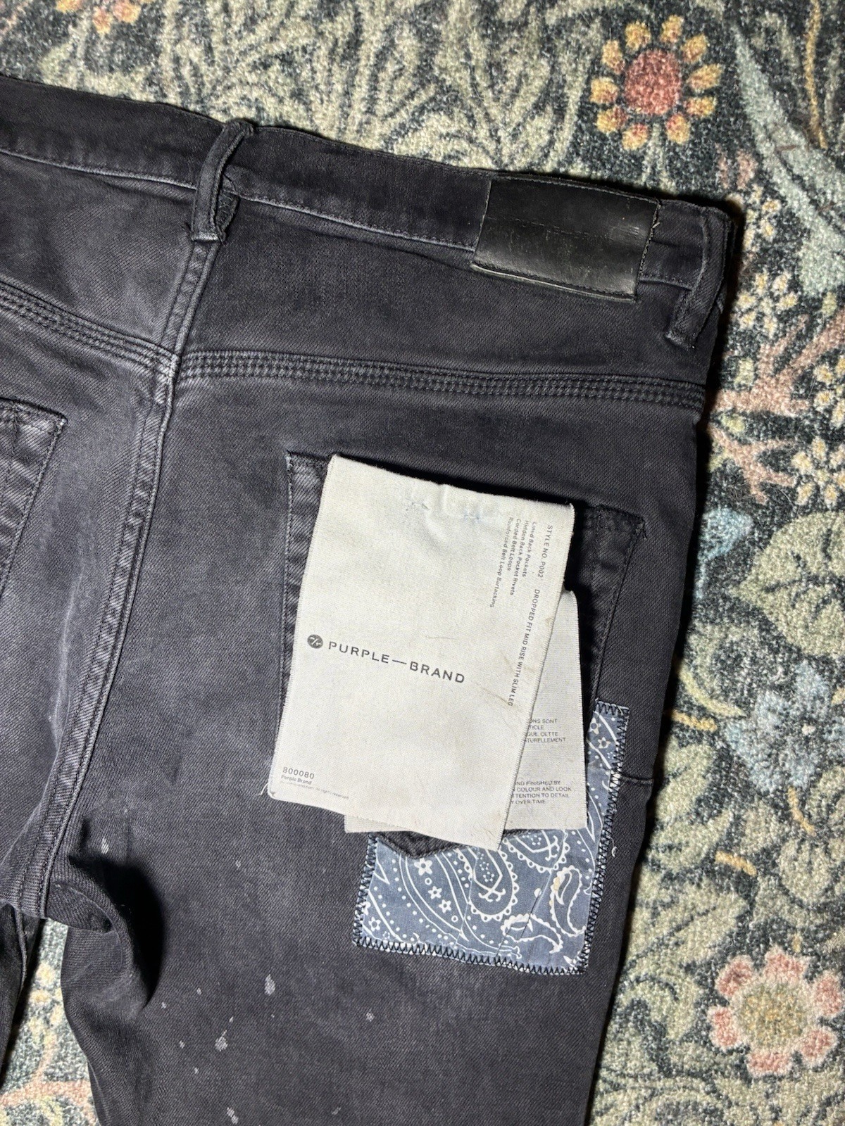 Purple Brand Men’s Black Dark Wash Distressed Skinny Stretch Denim Jeans Logo