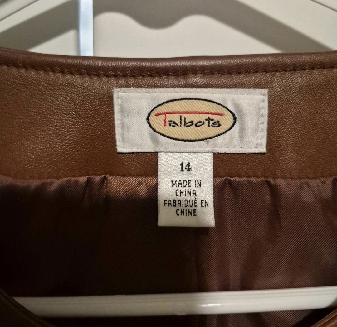 talbots brown leather jacket