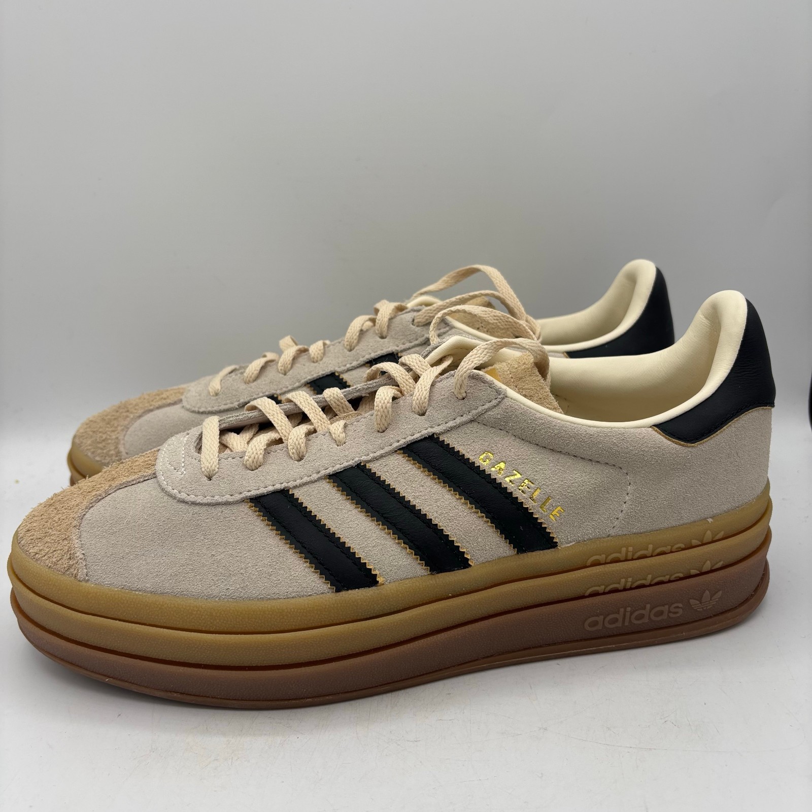 Adidas Gazelle Bold Shoes Womens Size 10.5 Cream Black Gum Platform Sneakers