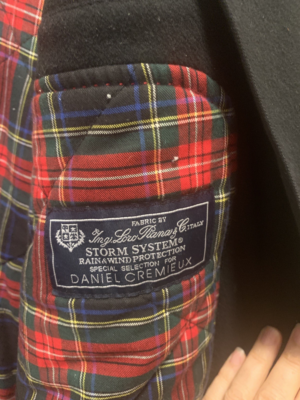 Daniel Cremieux Wool Coat Mens L Black Signature Collection Plaid Lined Classic