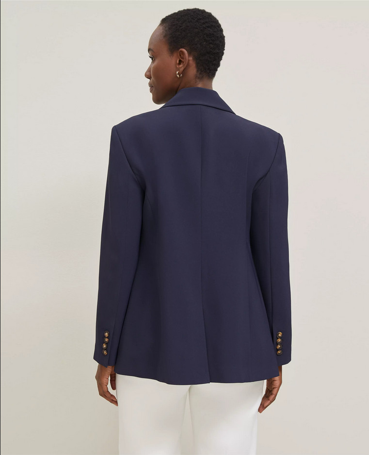 NEW ANN TAYLOR $198 NIGHT SKY FLUID CREPE FITTED LONG BLAZER SZ 6P 6 PETITE