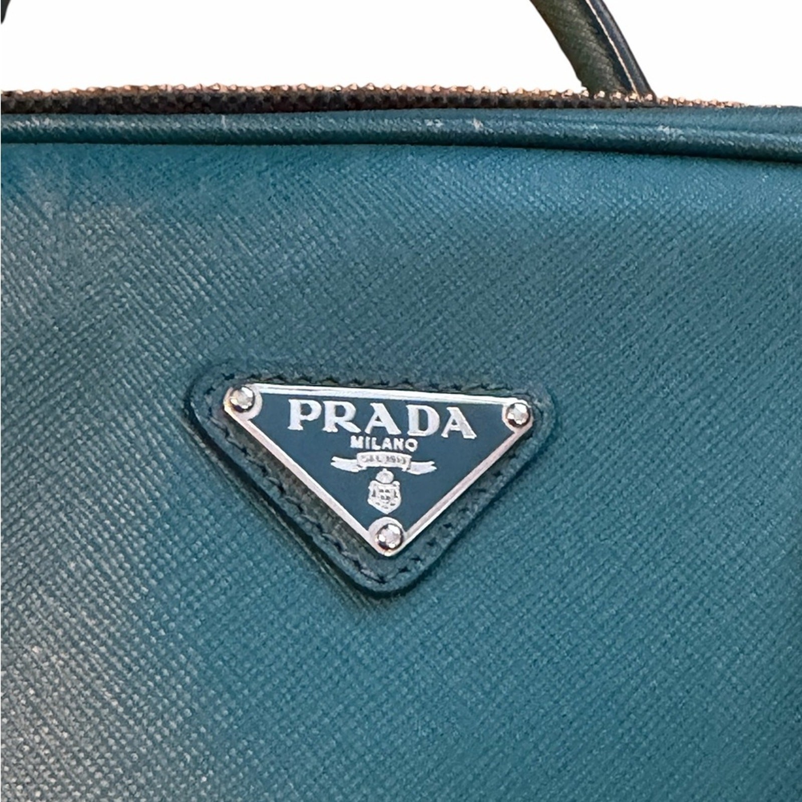 Prada Green Saffiano Leather Tote Briefcase