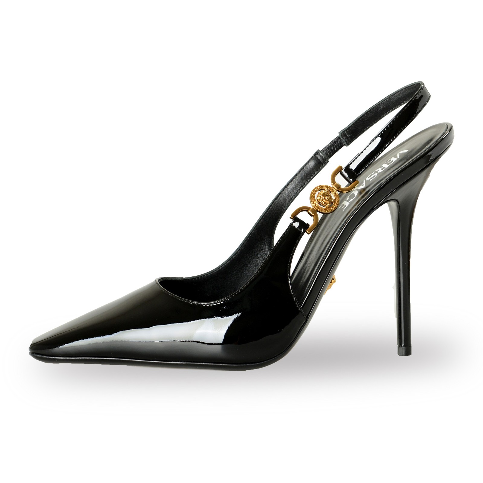 Versace Women’s Patent Leather High Heel Sling Back Pumps Shoes US 10 IT 40