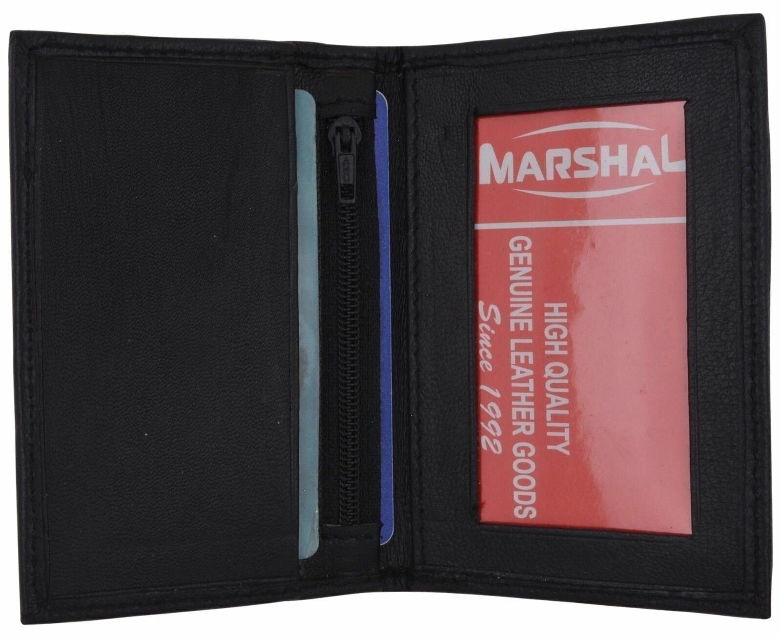 Slim Thin Mens Genuine Leather Bifold ID Wallet Credit Card Holder Black License
