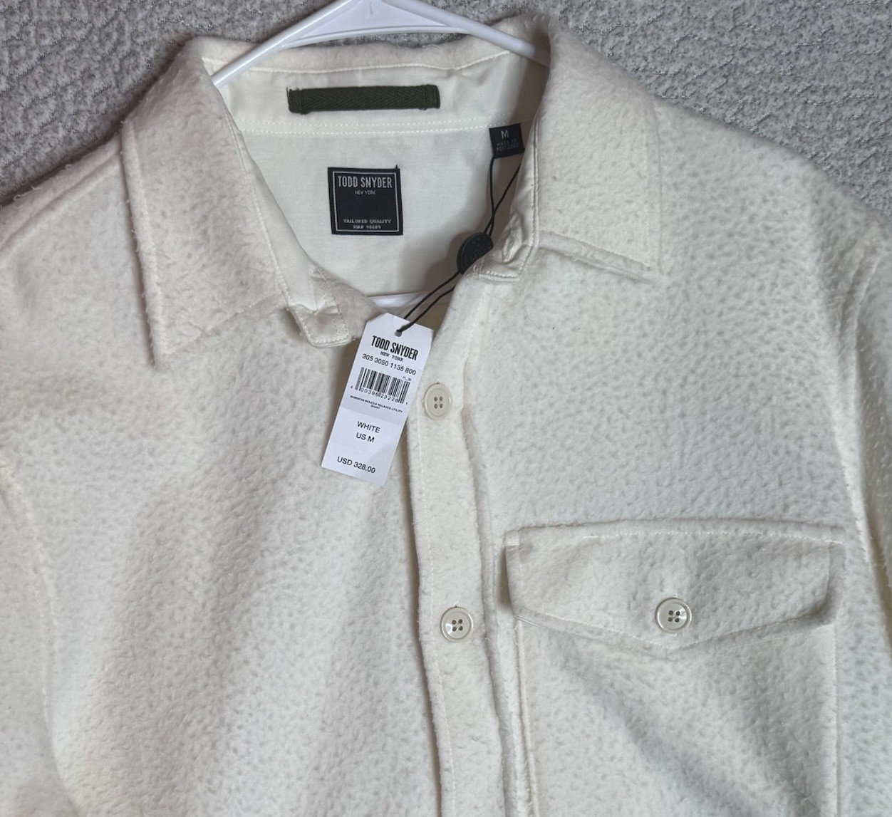 Todd Snyder Boucle Relaxed Utility Shirt Shacket Men’s Medium Cream White